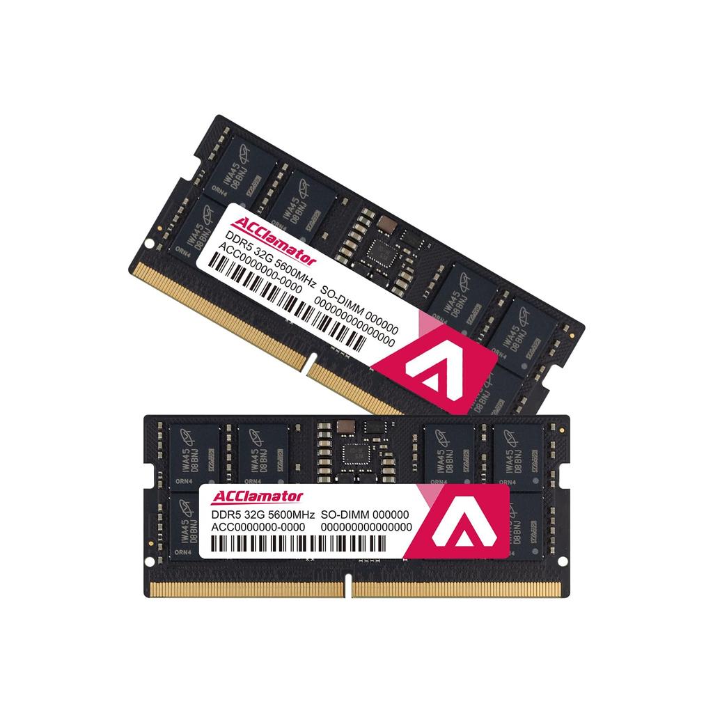 DDR5 Computer SODIMM Laptop Memory x Acclamator 64GB-5600MHz Laptop/Mini Memory, 1.1V 262-pin (32GB 2)