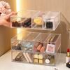 1 Stück einlagig vier Fächer transparent/weiß Acryl Kosmetik Aufbewahrungsbox, stapelbare Schubladen-Stil Schminktisch Display Box