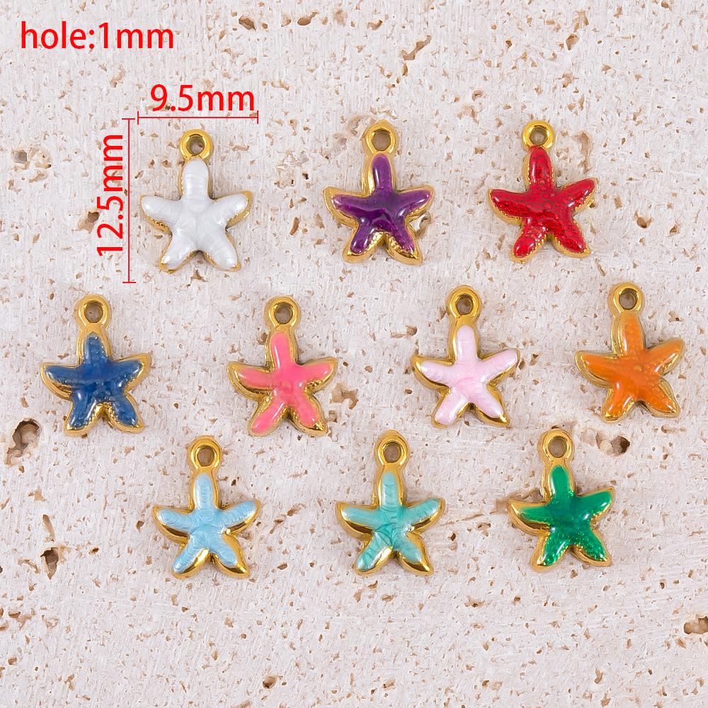 5 Stück Modische Edelstahl Emaille Goldene Seestern Anhänger Anhänger DIY Halskette Armband Charm für Schmuckzubehör Komponenten