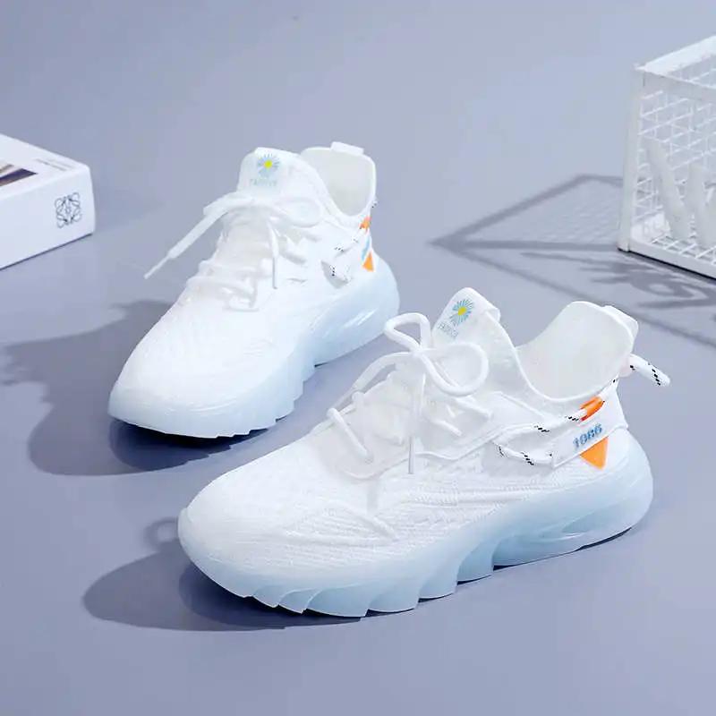 Fashion Sumer Thick-heeled Women's Natural Sneakers Casual Flat Toe Shoes Original Ladies Tennis Sport Tens Snekaers Cosplay Trends