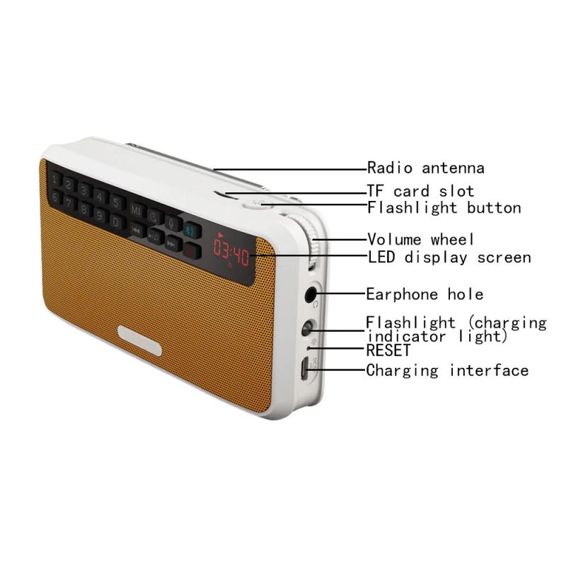 Portable 6W Stereo Bluetooth-compatible Speakers FM Radio Speaker TF Card USB Music Player