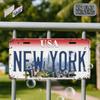 D Plat pc Retro New York Metalen Plaqueframe Retro New York Skyline met Empire State Building Geborsteld Oppervlak Wanddecoratie