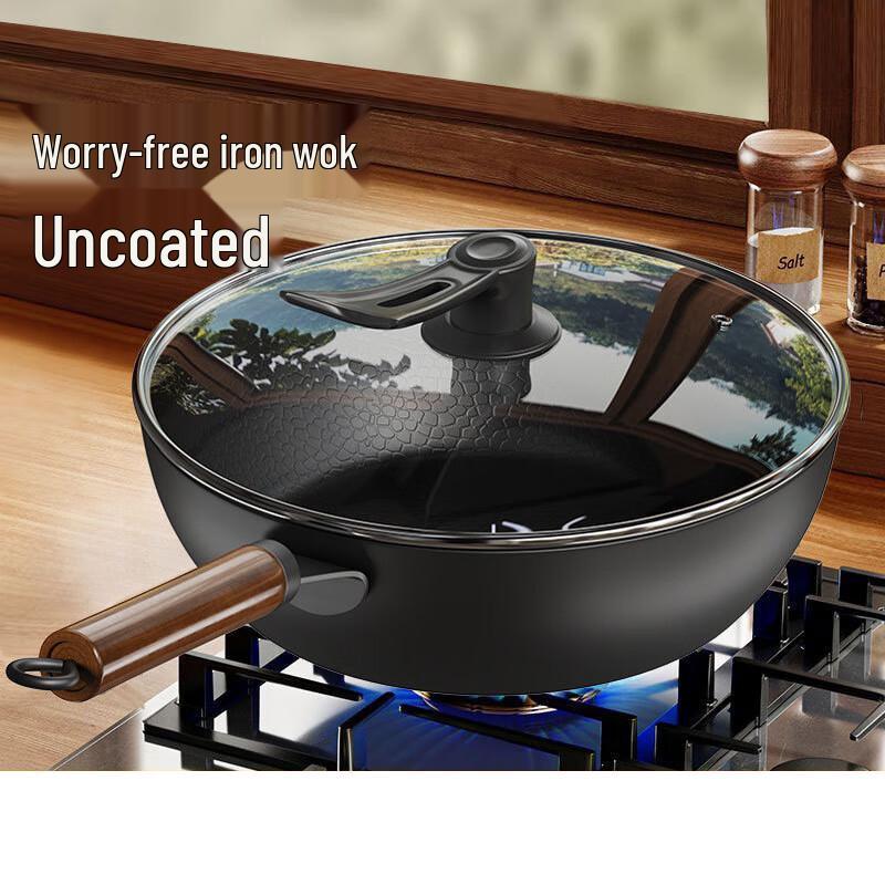 Yoshida Takumi 28cm Gehämmerter Eisen-Wok mit gehärtetem Deckel