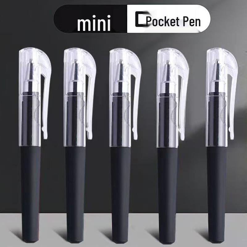 Portable Mini Black Pocket-Sized Ballpoint Pen 0.5mm Bullet Tip Black