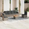 7-teiliges Gartensofa-Set mit Kissen aus grauem Poly-Rattan