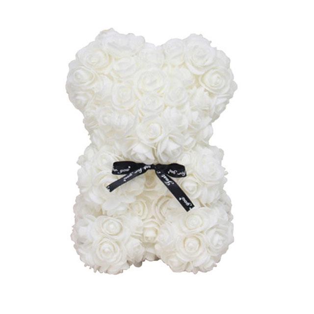 Orsetto di rose 25 cm Orsetto di fiori Orsetto di schiuma artificiale per San Valentino Anniversario Matrimonio Natale Compleanno Festa Regalo