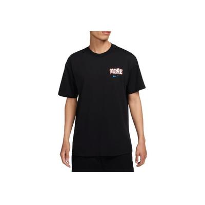 Air Max 90 Cotton Comfort Casual Short Sleeve Crew Neck Letter Print T-Shirt With Drop Shoulder Men Tops Black FZ5386-010