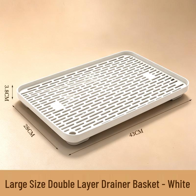 Double-Layer Kitchen Draining Tray - Tea Cup & Chopsticks Holder
