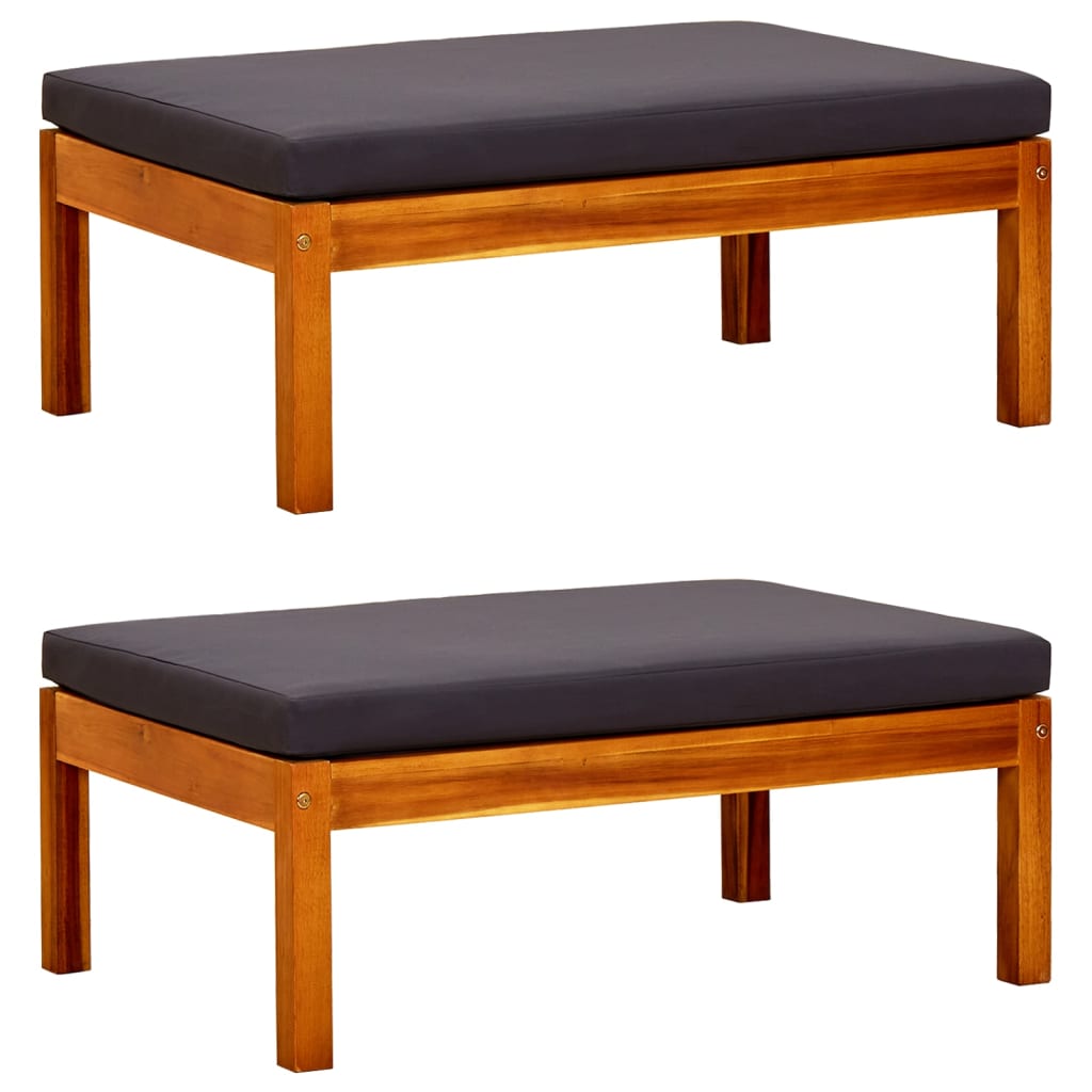 Garden Footstool 2 pcs Solid Acacia Wood