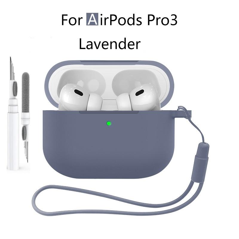 New 2025 For Apple Airpods Pro 3 Case Soft Silicone Full Protective Cover with Cleaning Kit and Keychain for Airpods Pro 3 Case