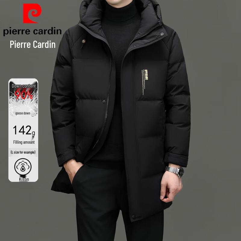 Pierre Cardin Men s Hooded Mid-length Goose Down Jacket 180 чёрный