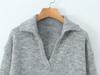 European and American Women's Fashion Simple Lapel Pullover Sweater