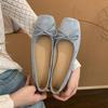 Retro ballet flat bottom red light mouth single shoes women's new suede gentle soft sole Doudou shoes one pedal ladyshoes