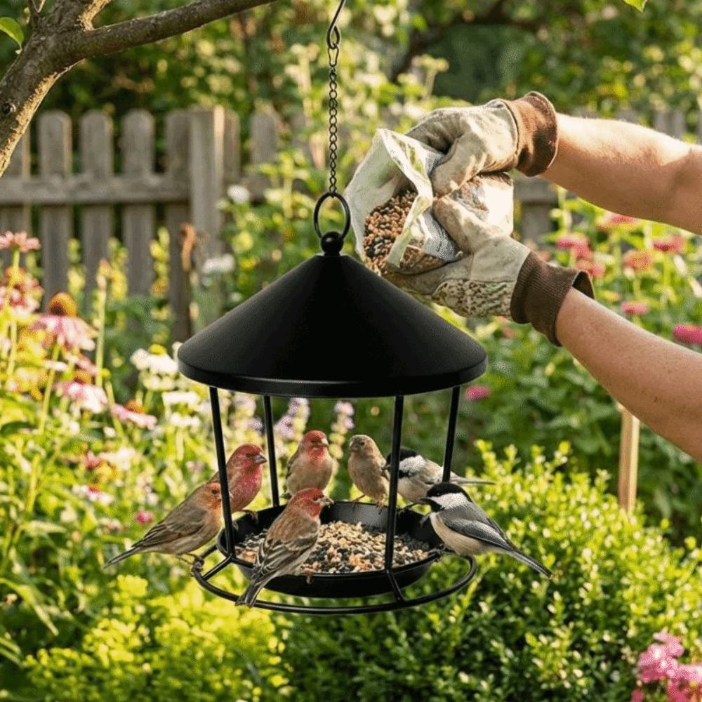 Spacious Holder Hanging Bird Feeder Rustproof Bird Food Container  Outdoor Garden