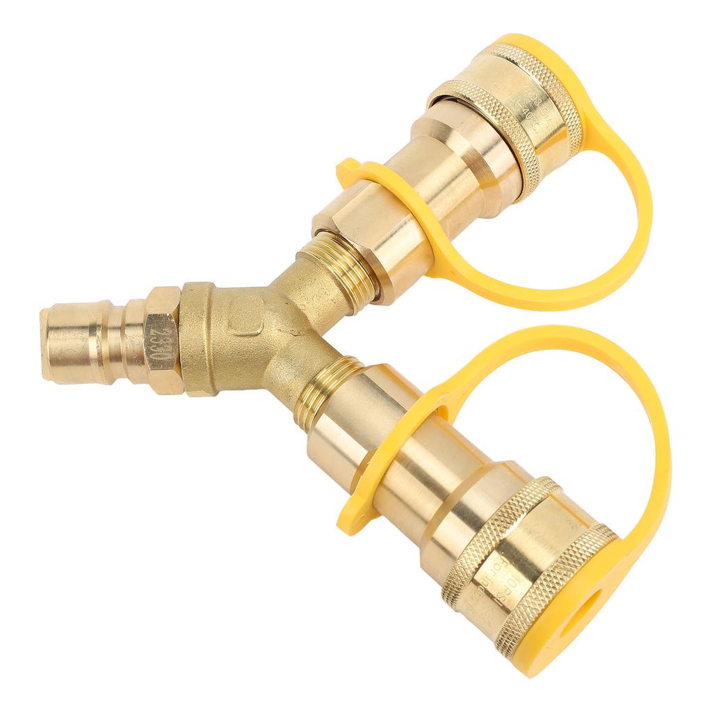RV Quick Connect Y Splitter Adapter 1 2in Enhanced Efficiency Heat Resistant Copper 2 Way Quick Connect Hose Adapter