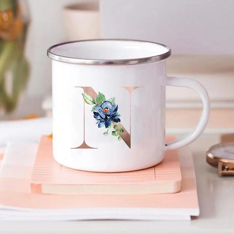 Alphabet Flower Letter Mug Coffee Cup Cold Coffee Cups Funny Mugs Cup for Tea Drinkware Rare Beer Travel Cute Original Unusual
