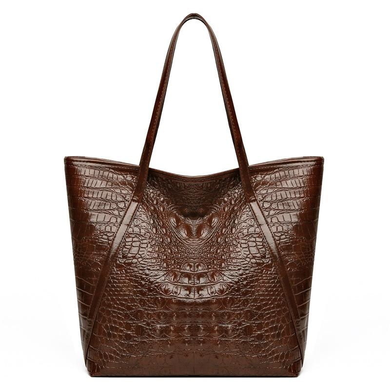 Geantă Tote Simplă Versatilă cu Imprimeu Crocodil, Capacitate Mare, Geantă de Mână la Modă, Design Vintage, Geantă de Umăr pentru Femei