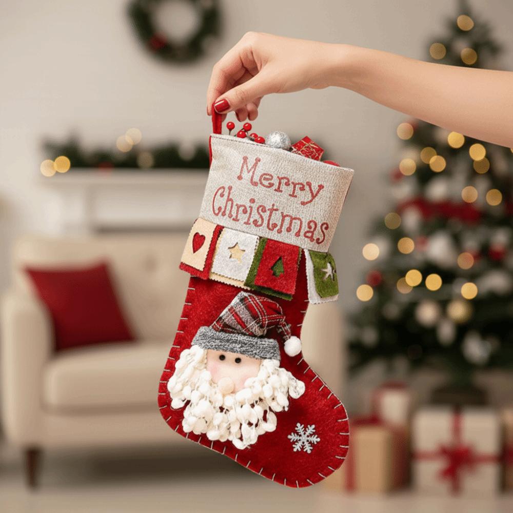 Funny Hanging Christmas Stocking Three-dimensional Christmas Sock Snowman Large Capacity Christmas Decoration Xmas Tree