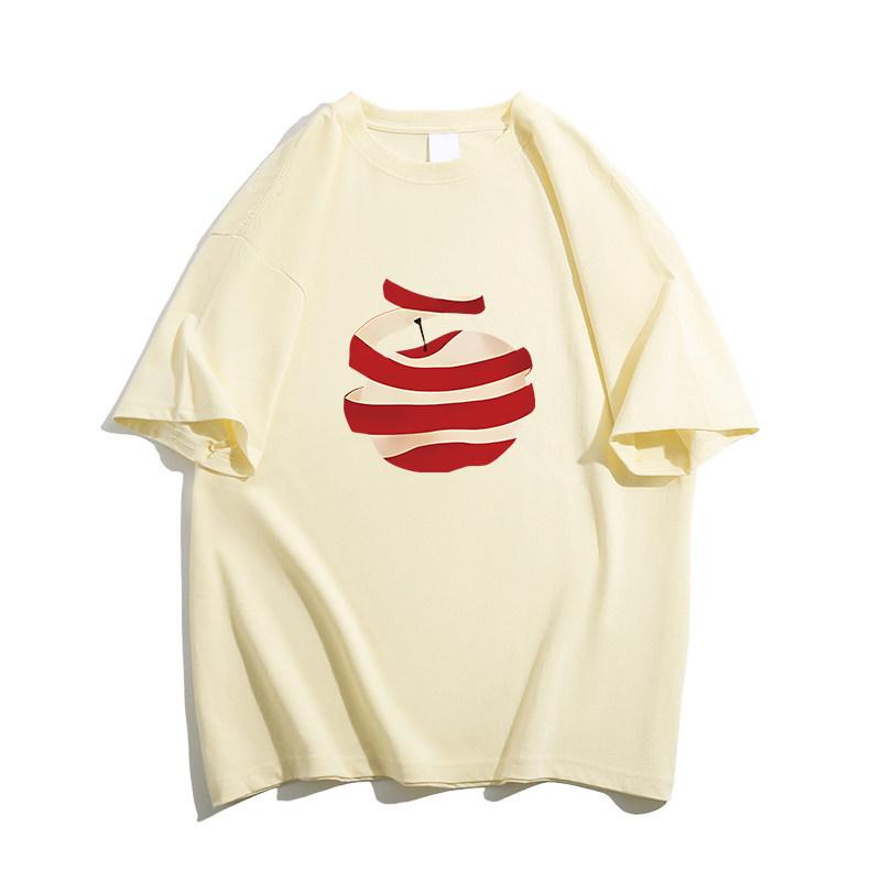 White Cotton Apple Short-sleeved T-shirt Women's Summer New Design Sense Niche Loose American Half-sleeved Top Trendy