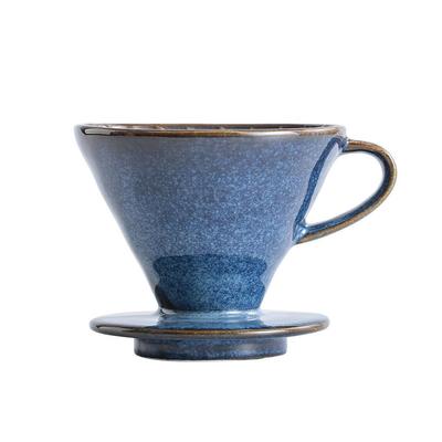 Keramický dripper na kávu V60, vypálený při vysoké teplotě modrou glazurou, vintage kuželovitý filtrační šálek pro domácnost a jako dárek