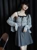 Retro Gray Knitted Cardigan Set - 2025 Autumn Women's Collection