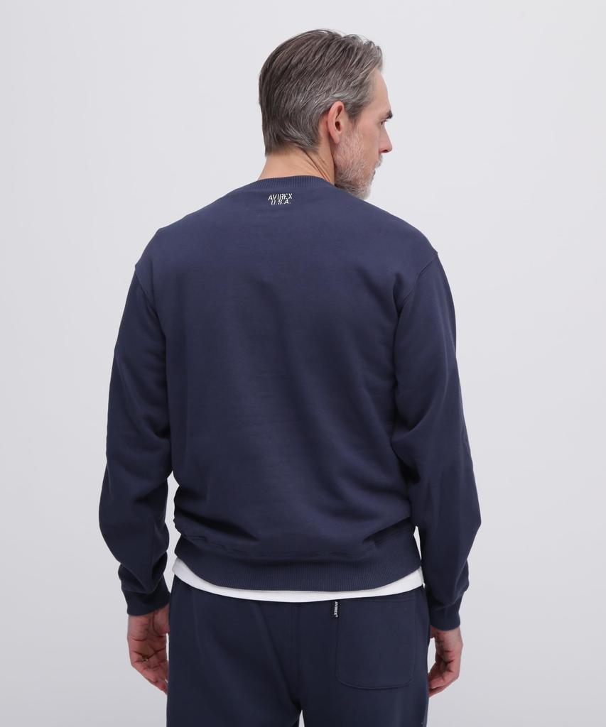 Avirex DAILY Rundhalsad Långärmad Tröja Marinblå (783-3932002), Herr 2XL, (Storlek 120)