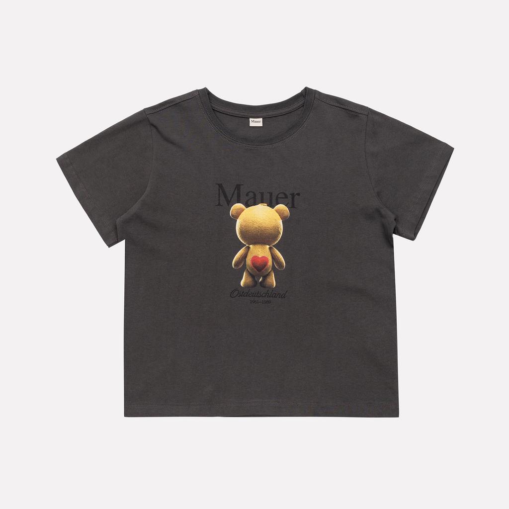 Maueo Mauer Ber-Bear Graphic Crop Tee (Chacoal Grey)