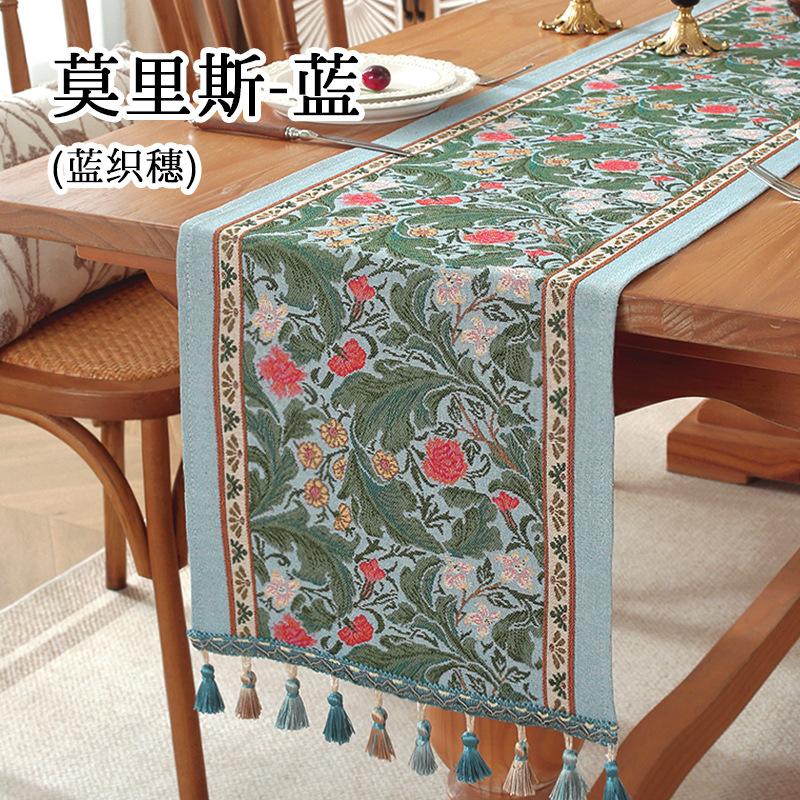American Vintage Tea Tablecloth Dining Table Decorative Tablecloth Coffee Table with Fringe Table Runner