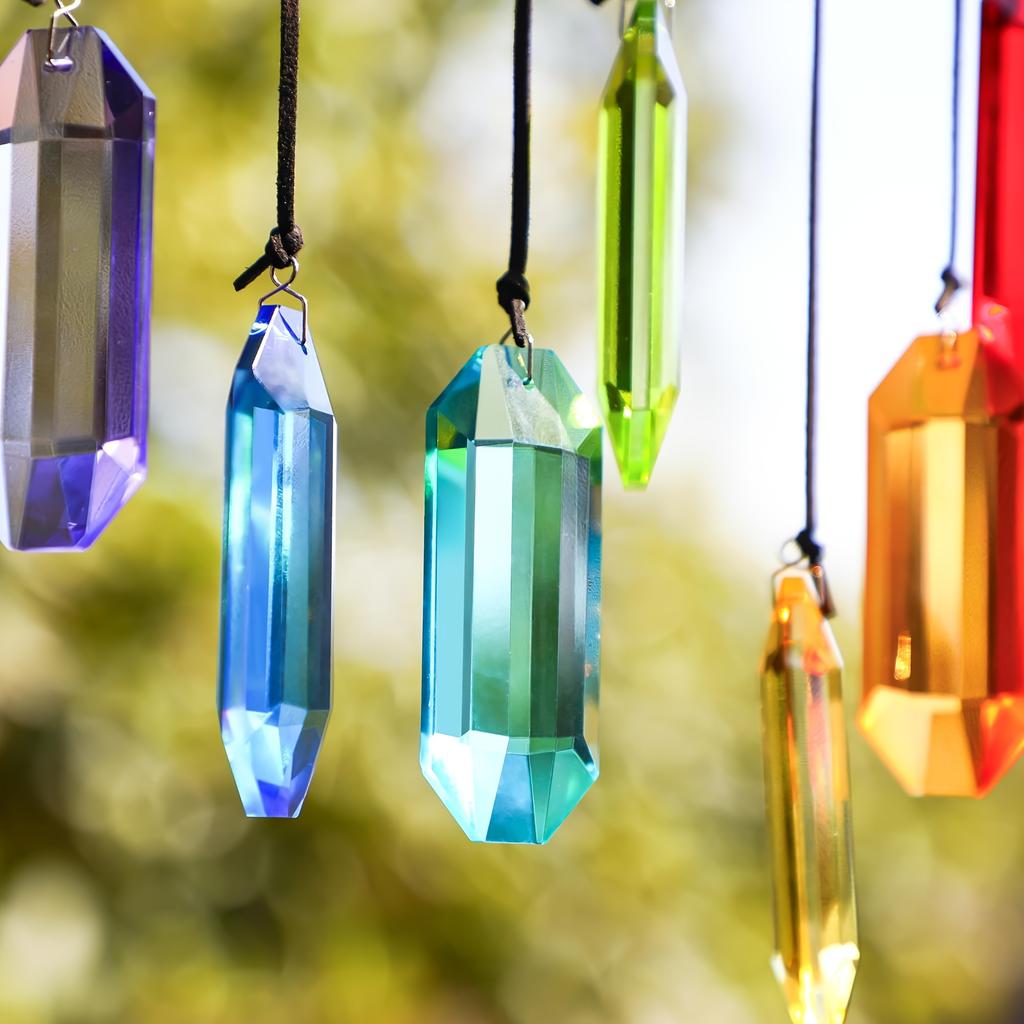 7pcs Crystal Sunlight Catchers Prism Indoor Window Hanging Decoration Rainbow Glass Prism Sunlight Catcher Decor for Home Garden