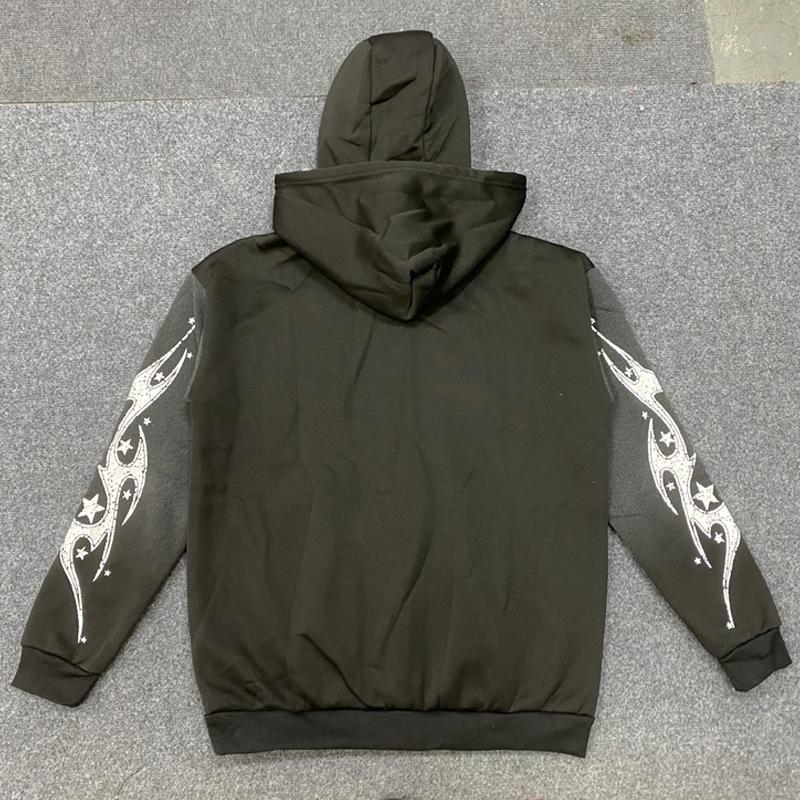 Europäischer und amerikanischer Y2K Retro bedruckter Street Hip-Hop Reißverschluss-Hoodie