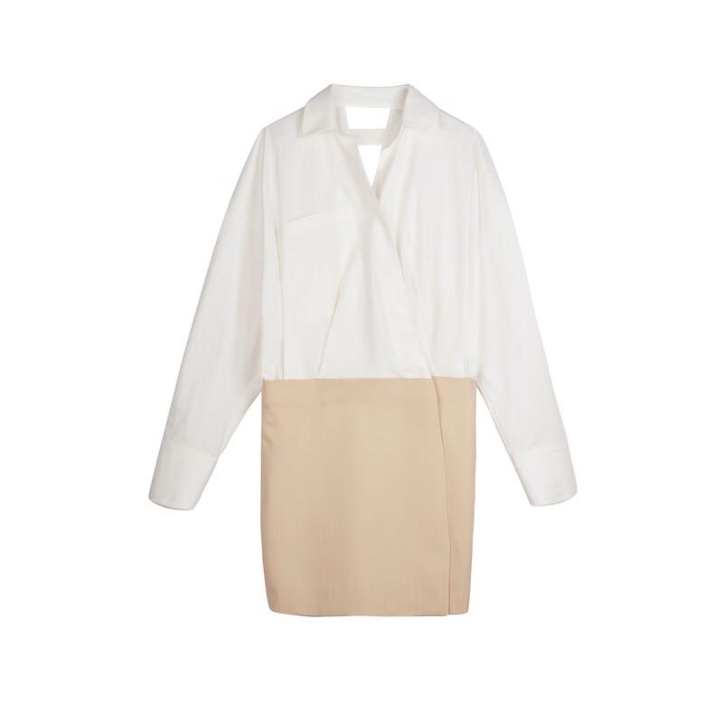 LESS 2023 Autumn Lapel Long-Sleeve Straight Loose Dress