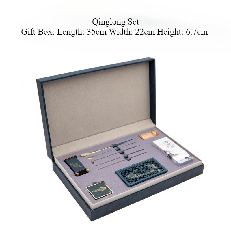 Chinese Pure Brass Bronze Dragon Set Ancient Method Chan Delightful Tea Ceremony Exquisite Carved Gift Box Temple Worship Home Chinese gift box