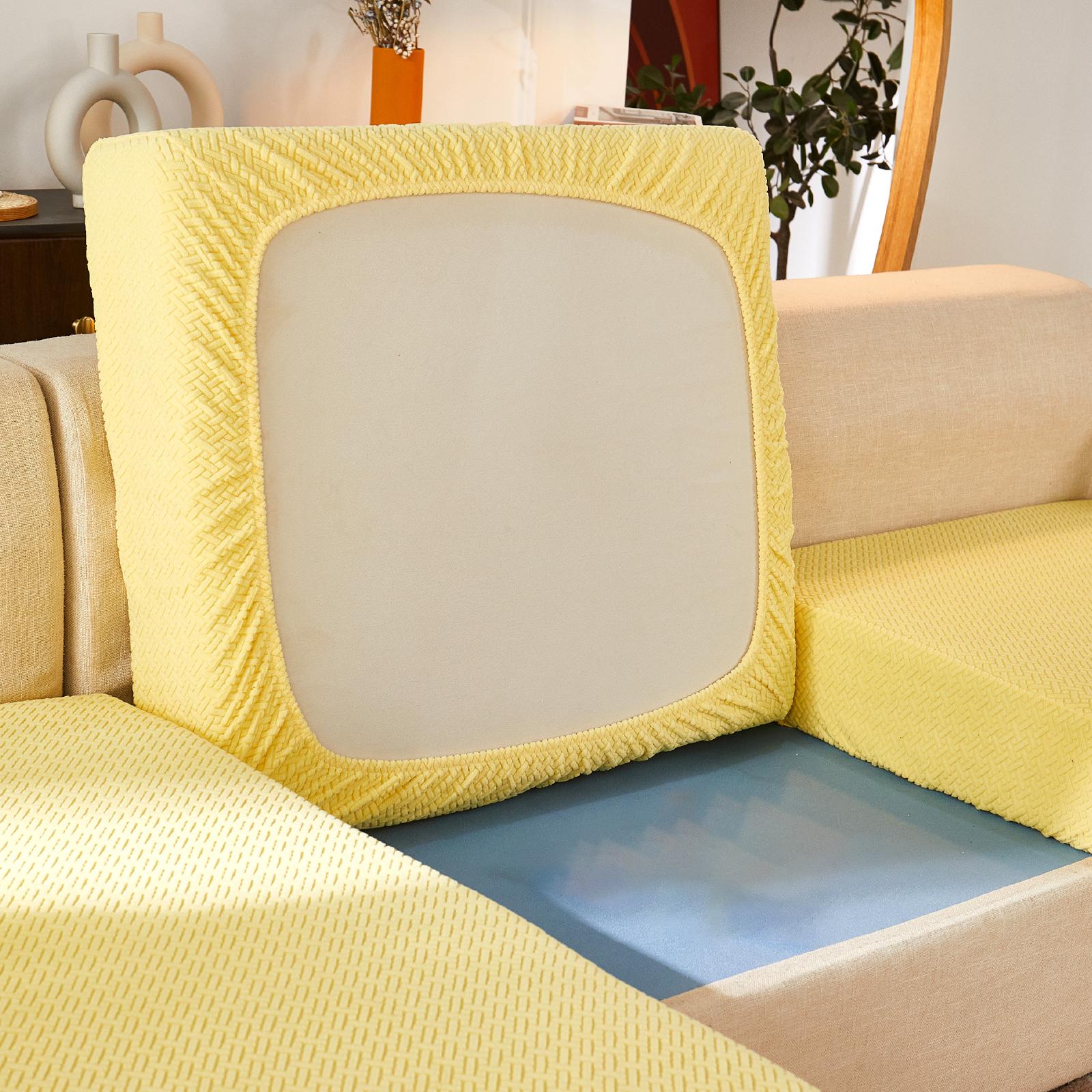 

Универсальный толстый жаккардовый эластичный чехол на подушку дивана из полар-флиса, для дивана, углового дивана L-образной формы, чехол для дивана на 1/2/3/4 места Size L-1pc лимонно-желтый