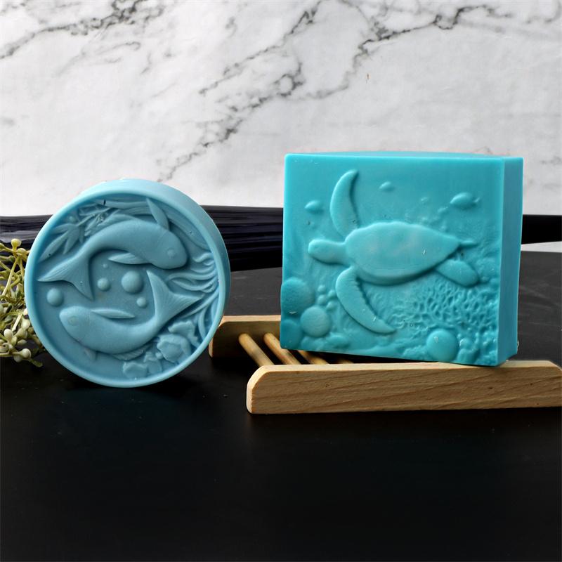 Sea Animal Shark Sea Turtles Seahorse Silicone Mold DIY Marine Round Square Handmade Soap Makes Resin Plaster Mould