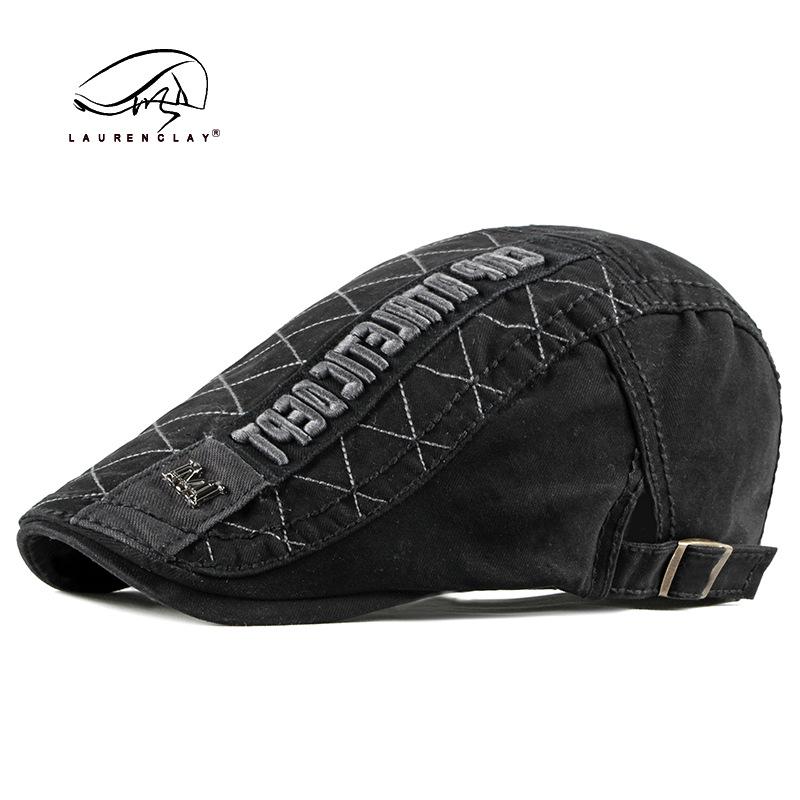 

Унисекс Корейская Ретро Кепка Газетчика с Утиным Козырьком Adjustable чёрный