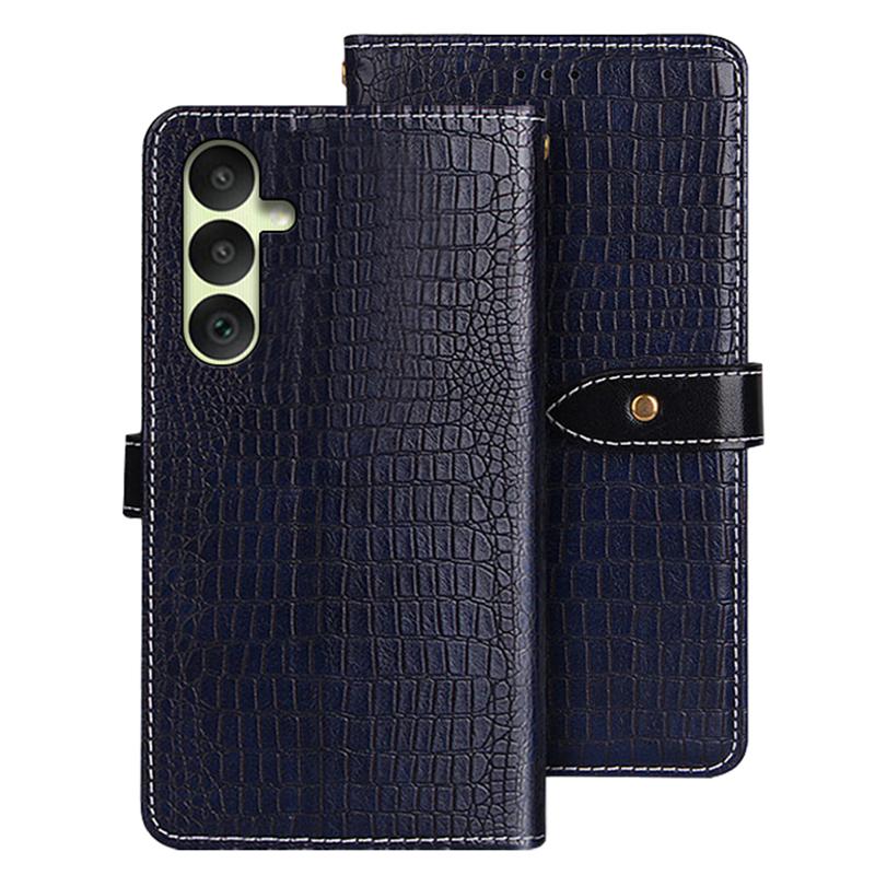 

IDEWEI For Samsung Galaxy A35 5G Case Crocodile Texture Leather Case Wallet Phone Cover Blue