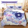 Hedgehog Sonic Pattern Bedding Quilt Set Quilt Cover Pillowcase Home Decoration Birthday Gift (1 * duvet cover + 2 * pillowcase, without core)