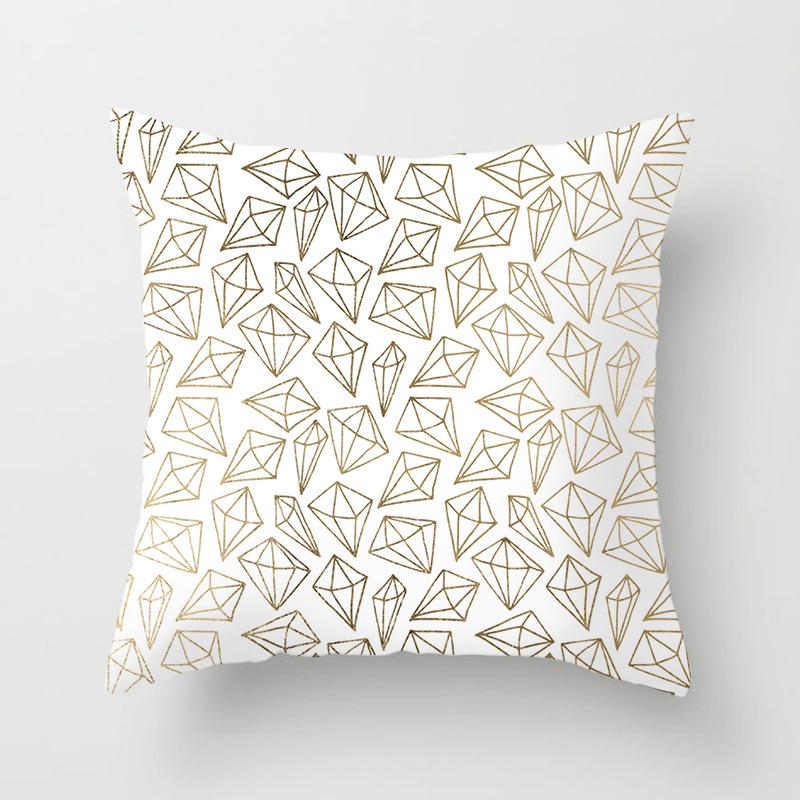 European Style Golden Geometric Print Car Pillow Cover Sofa Cushion Cover Home Furnishings