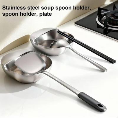 Stainless Steel Spoon Rest Space-Saving Kitchen Utensil Holder with Anti-Drip Design Rust-Resistant 304 Stainless Steel Spoon Rack for Spoons Tongs