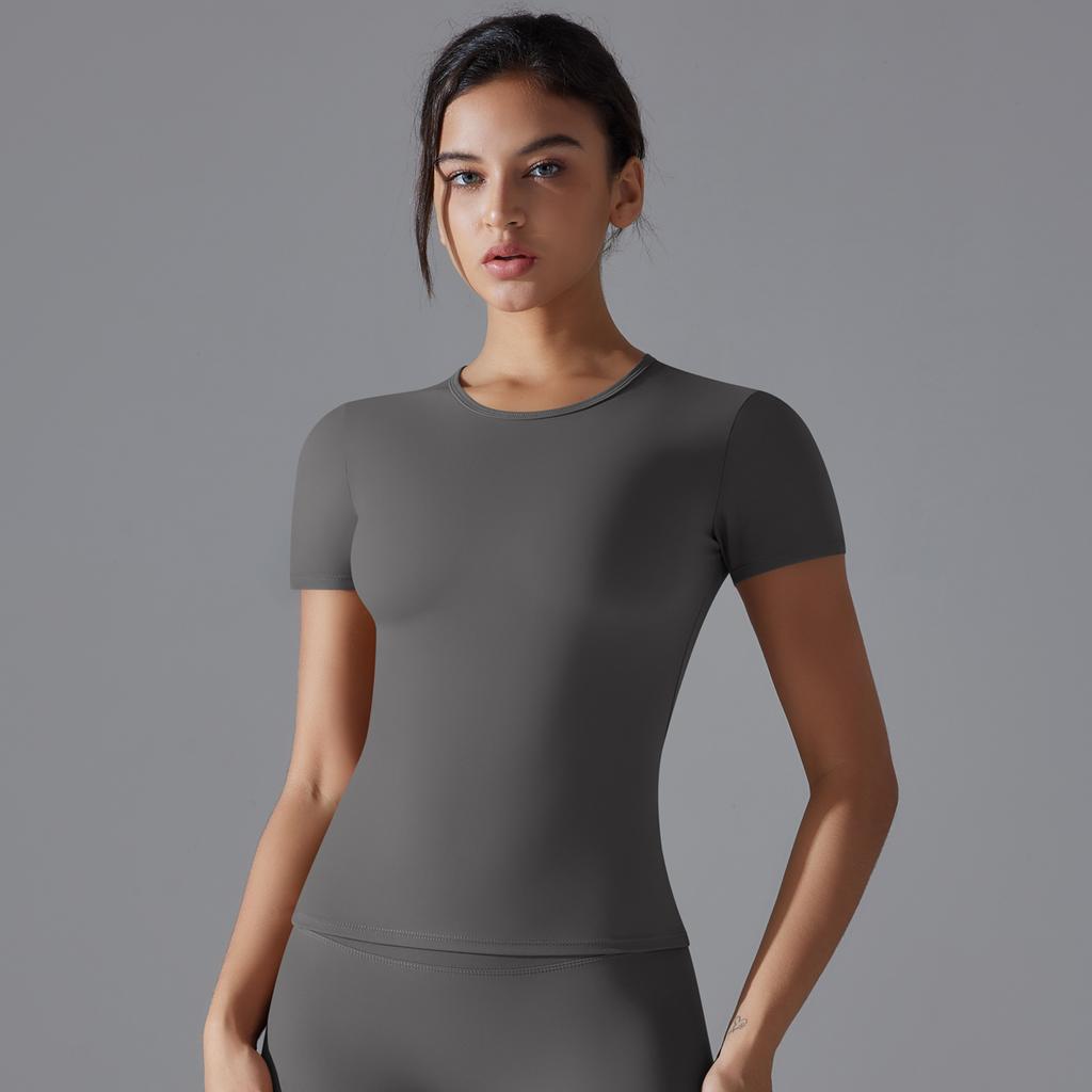 Nessaj Slim Women Short Sleeve Shirts Summer Short Sleeve Top Elasticity Casual T Shirts
