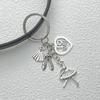 Antique Silver Ballet Girl Keychain with Heart Pendant - Elegant Dance Club Gift