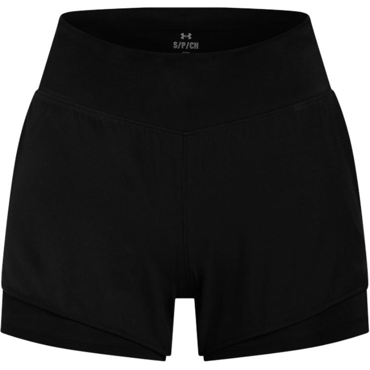 Under Armour Launch Heat Gear Womens Running Series UA Pro Two-In-One Durable Fashion Casual Sports Shorts Women Shorts Black 1389575-001