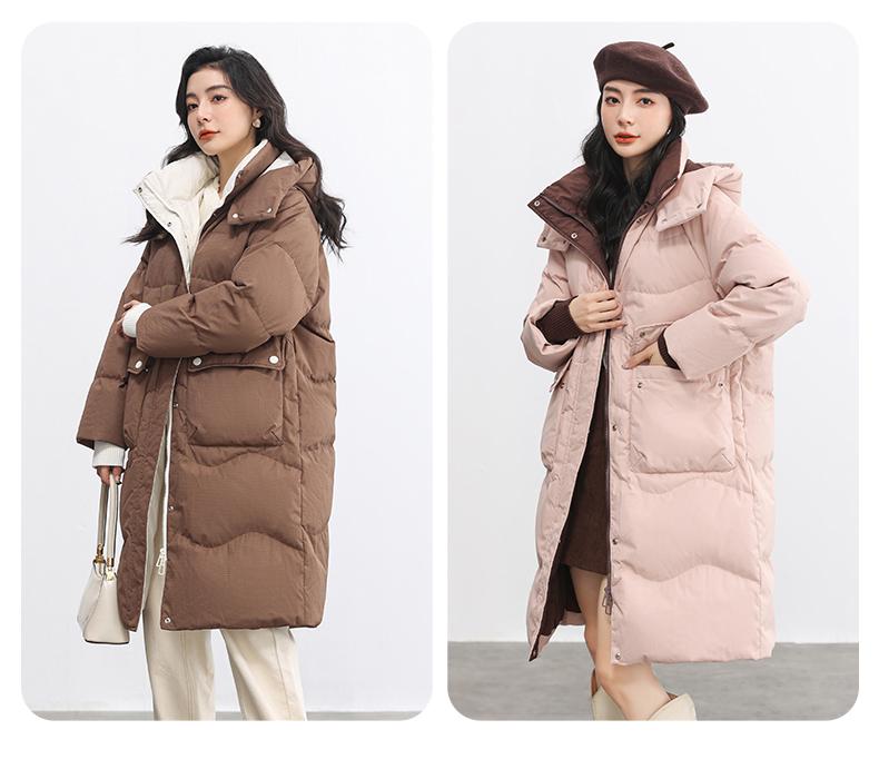 Yaya Women's Mid-Length Hooded Down Jacket - 2025 Winter Korean Style Casual Outerwear