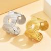 French Elegant Geometric Stainless Steel Open Ring with 18K Gold Vacuum Plating for Women
