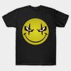 Men's Women's Cotton Evil Smiley Face T-Shirt Yellow Emoji With Dark Grunge Punk Cross Eyes Des