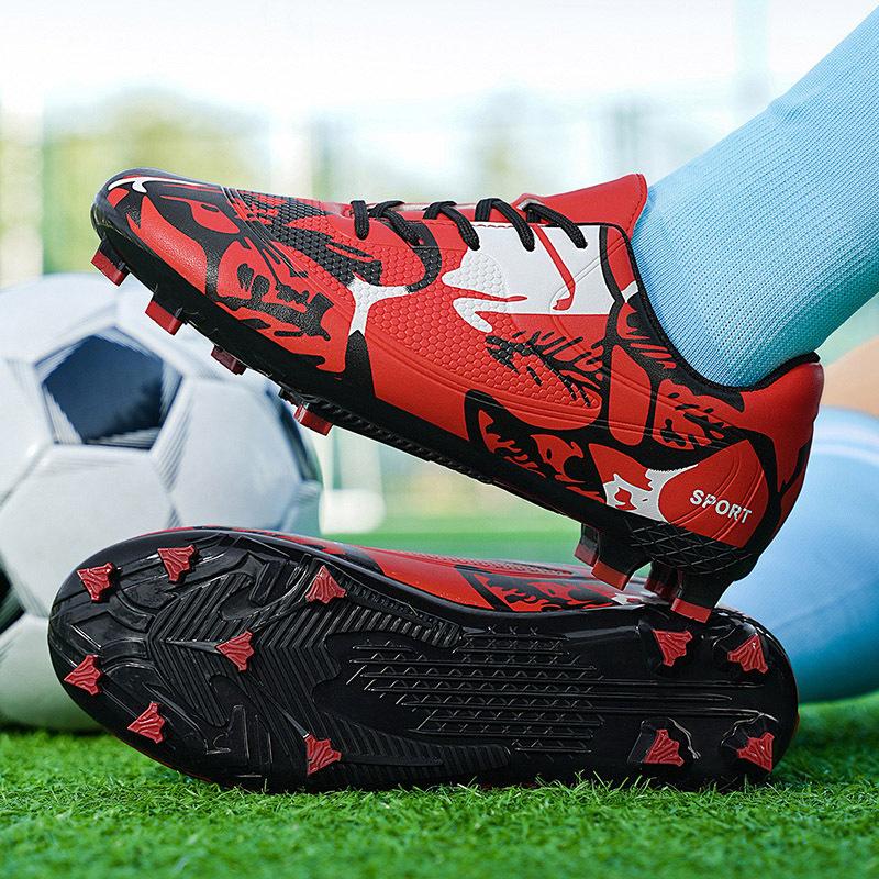 Youth Adult Men's and Large Size Football Shoes Lace-Up Men's TF Broken Nails Elementary School Student Competition AG Long Nails Older Children