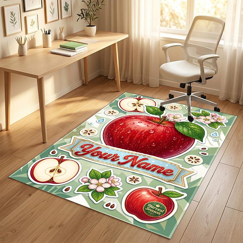 Foxes Moonlit Theme Soft Crystal Velvet Rug Custom Name & Text Print Non Slip Floor Rug for Bedroom Living Room
