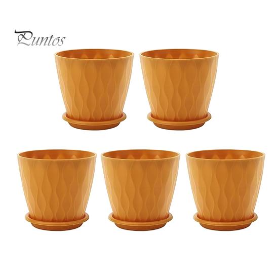 

5 шт. цветочных горшков с рисунком в виде водной ряби, горшки для рассады, горшки для семян, стартовые горшки с дренажными отверстиями и поддонами для домашних растений оранжевый