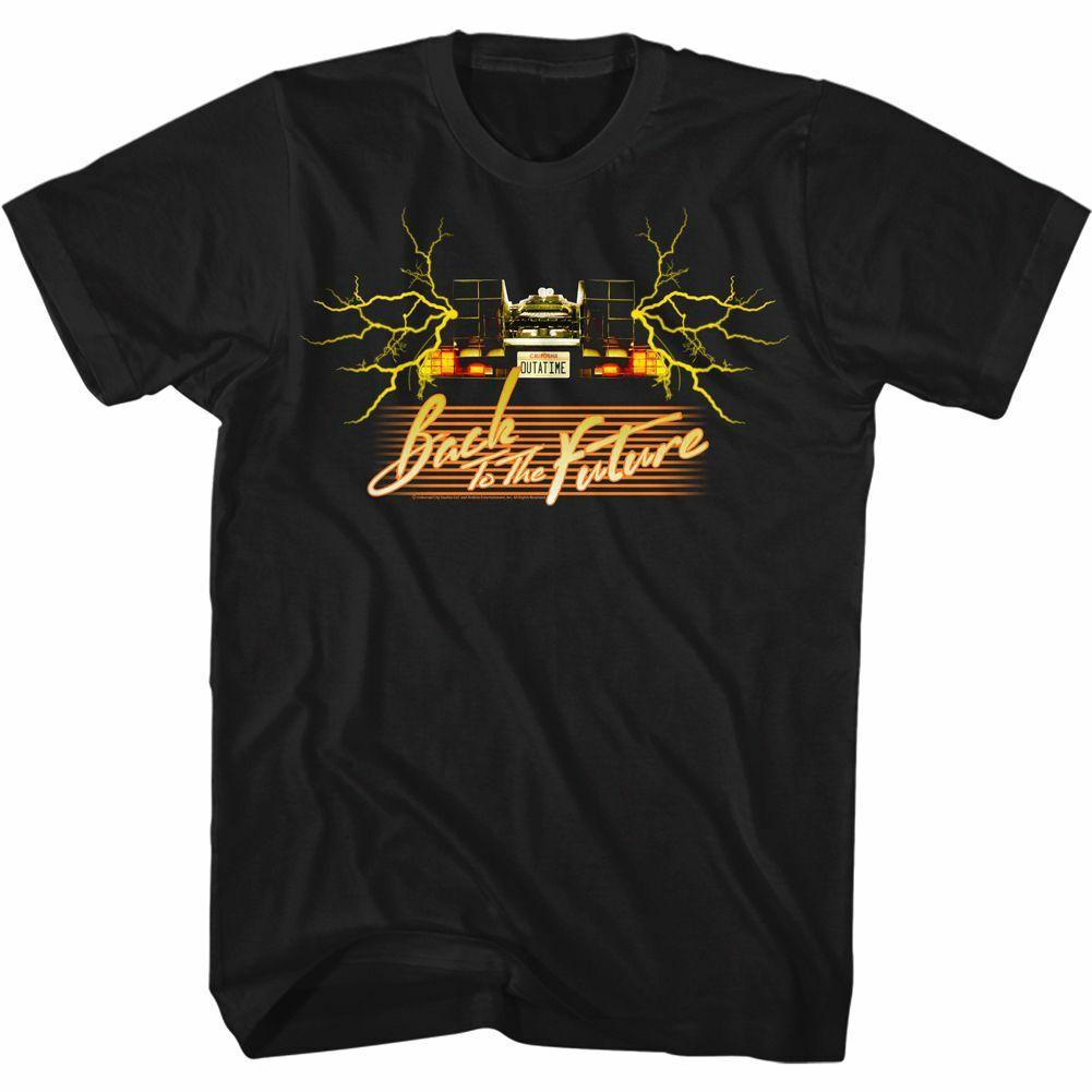 Back To The Future Yellow Car Black Adult T-Shirt L