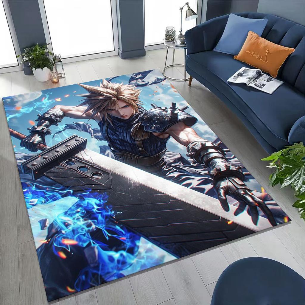 Kreslený herní koberec Final Fantasy Sephiroth Cloud Tifa do ložnice, obývacího pokoje, k pohovce, dekorace na vchodové dveře, velká protiskluzová podložka